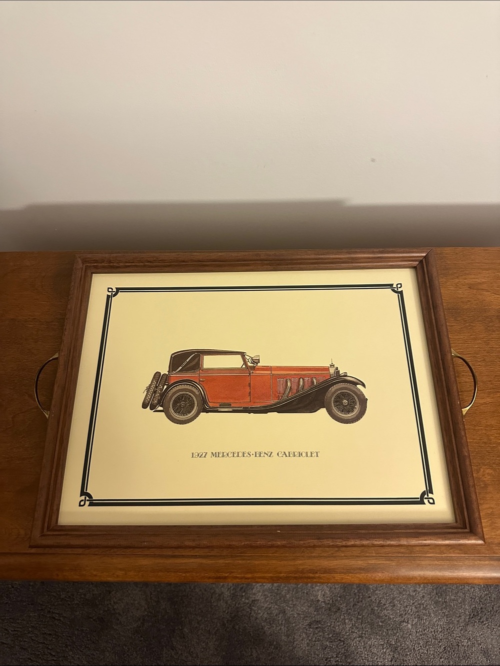 Custom Made Vintage Style Old Car Pimpernel Placemat Tray